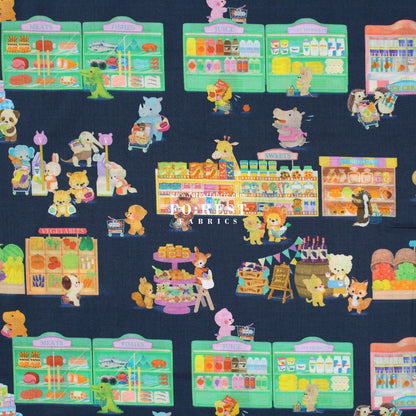 cotton - Piccolo Market fabric Navy - FO:REST Fabric 布恩堂Liberty fabrictana lawnjapanese fabricykk zipper