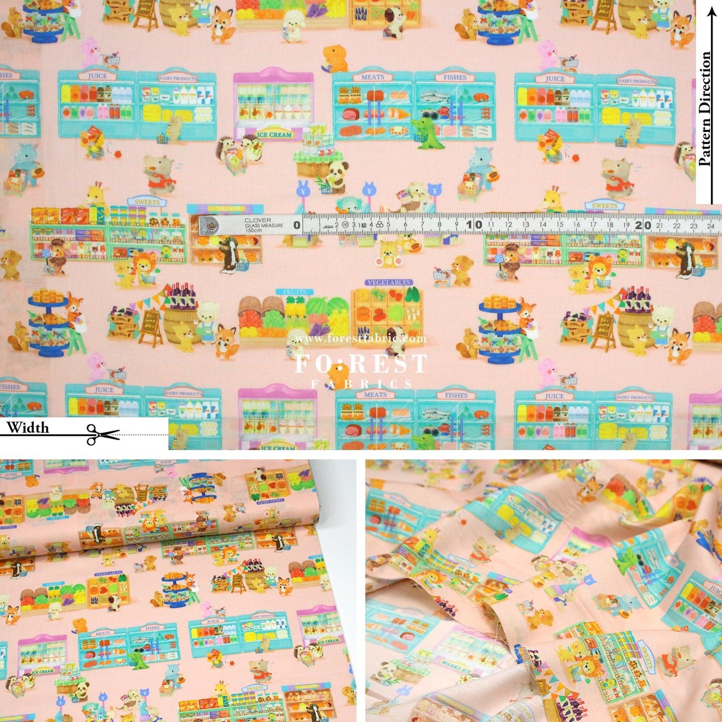 cotton - Piccolo Market fabric Pink - FO:REST Fabric 布恩堂Liberty fabrictana lawnjapanese fabricykk zipper