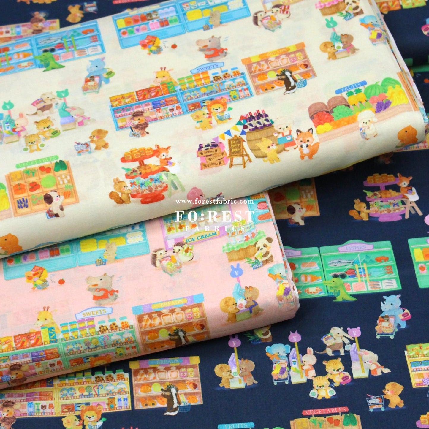 cotton - Piccolo Market fabric Pink - FO:REST Fabric 布恩堂Liberty fabrictana lawnjapanese fabricykk zipper