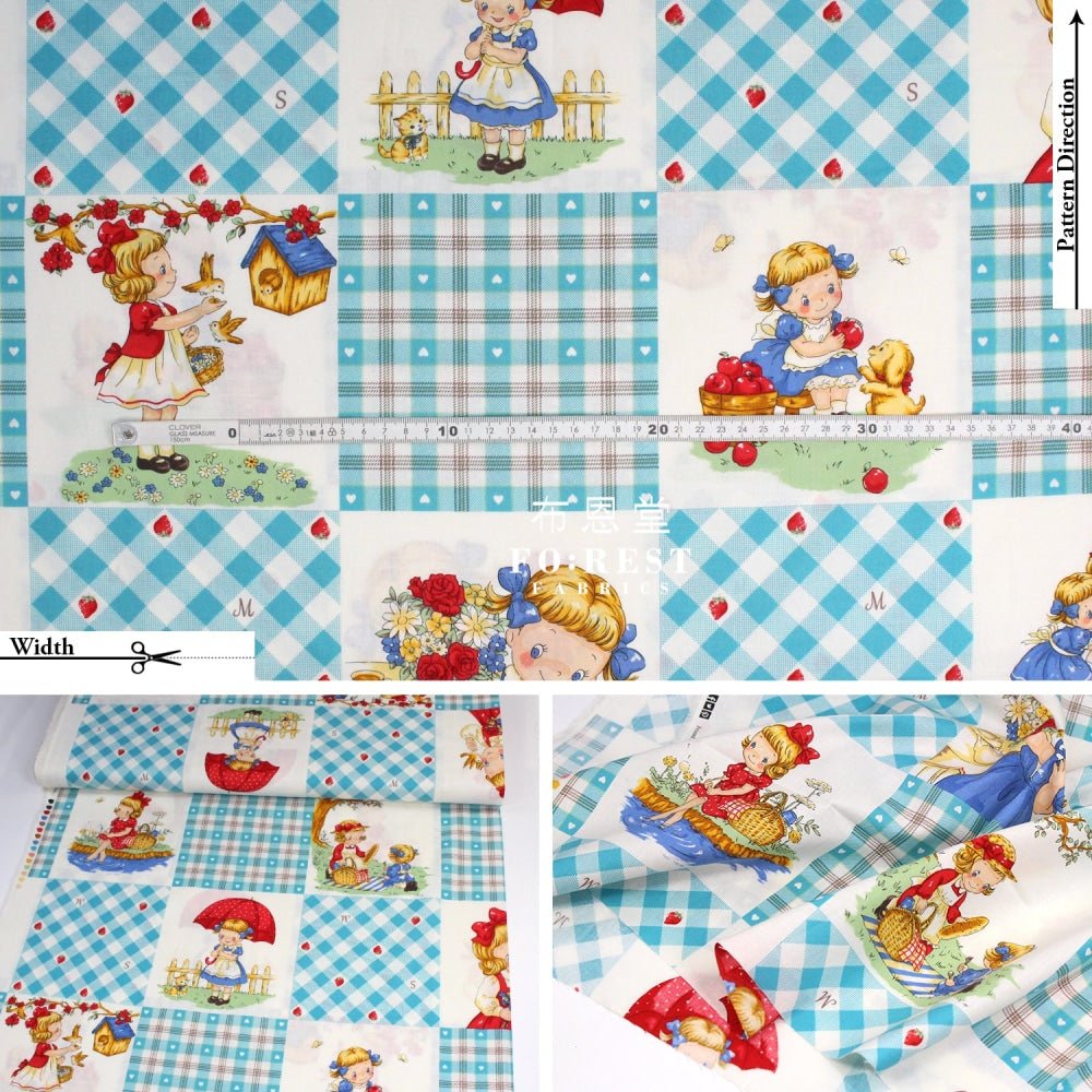 cotton - Picnic Strawberry fabric Blue - FO:REST Fabric 布恩堂Liberty fabrictana lawnjapanese fabricykk zipper