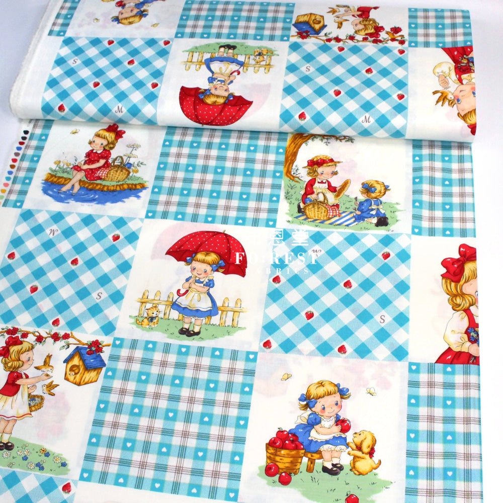 cotton - Picnic Strawberry fabric Blue - FO:REST Fabric 布恩堂Liberty fabrictana lawnjapanese fabricykk zipper