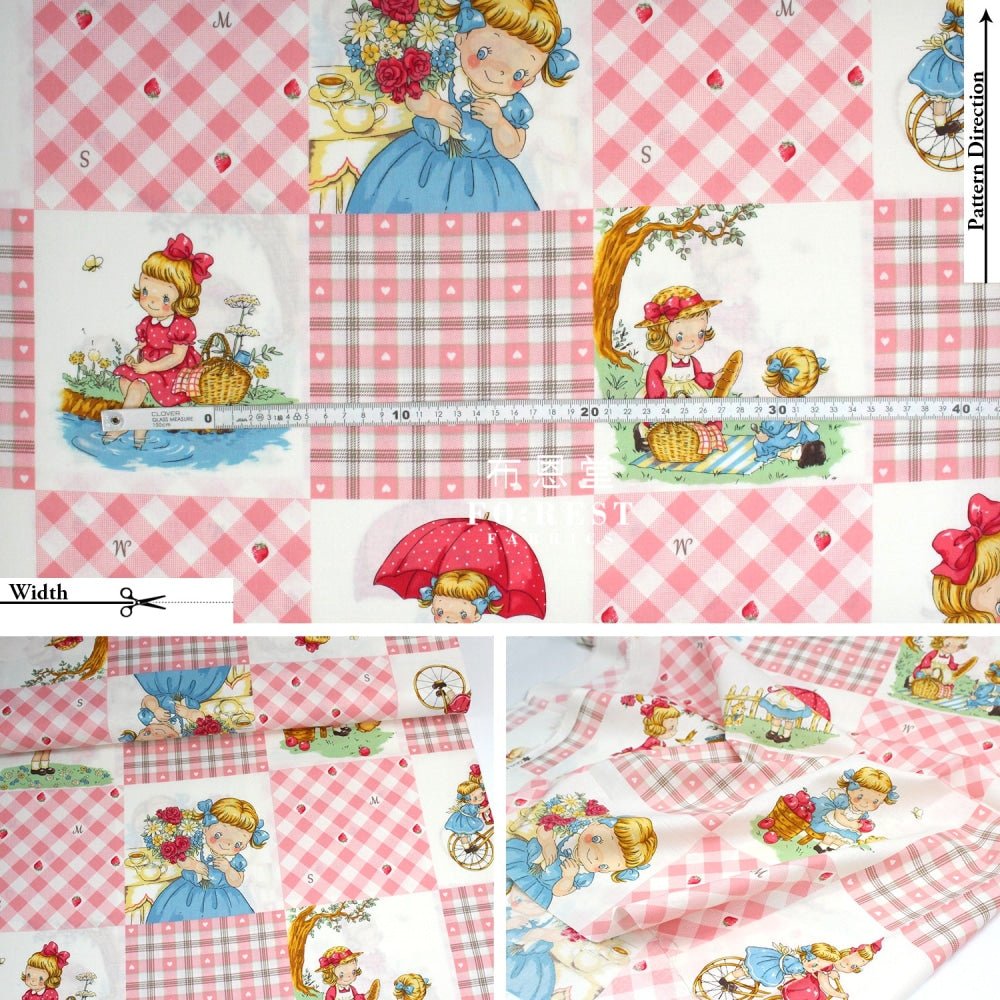 cotton - Picnic Strawberry fabric Pink - FO:REST Fabric 布恩堂Liberty fabrictana lawnjapanese fabricykk zipper