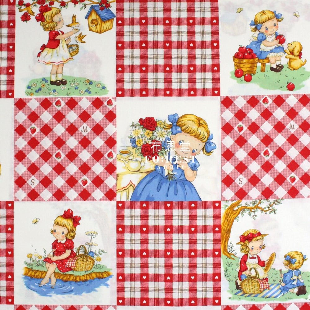 cotton - Picnic Strawberry fabric Red - FO:REST Fabric 布恩堂Liberty fabrictana lawnjapanese fabricykk zipper