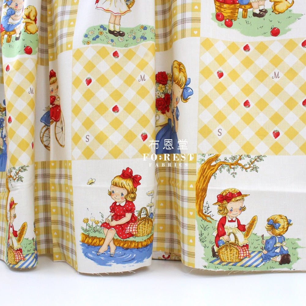 cotton - Picnic Strawberry fabric Yellow - FO:REST Fabric 布恩堂Liberty fabrictana lawnjapanese fabricykk zipper