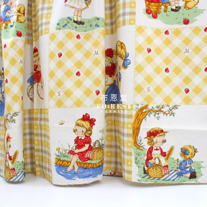 cotton - Picnic Strawberry fabric Yellow - FO:REST Fabric 布恩堂Liberty fabrictana lawnjapanese fabricykk zipper