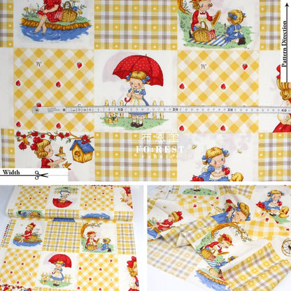 cotton - Picnic Strawberry fabric Yellow - FO:REST Fabric 布恩堂Liberty fabrictana lawnjapanese fabricykk zipper