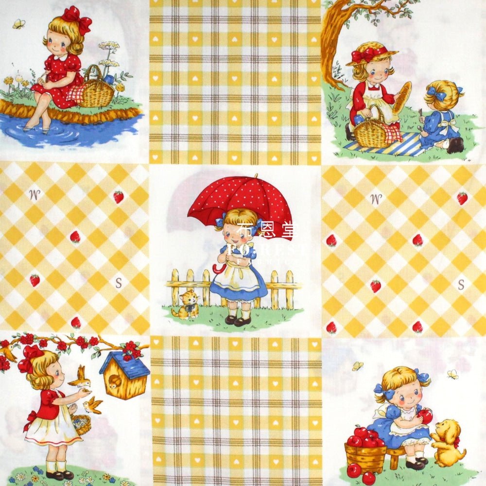 cotton - Picnic Strawberry fabric Yellow - FO:REST Fabric 布恩堂Liberty fabrictana lawnjapanese fabricykk zipper