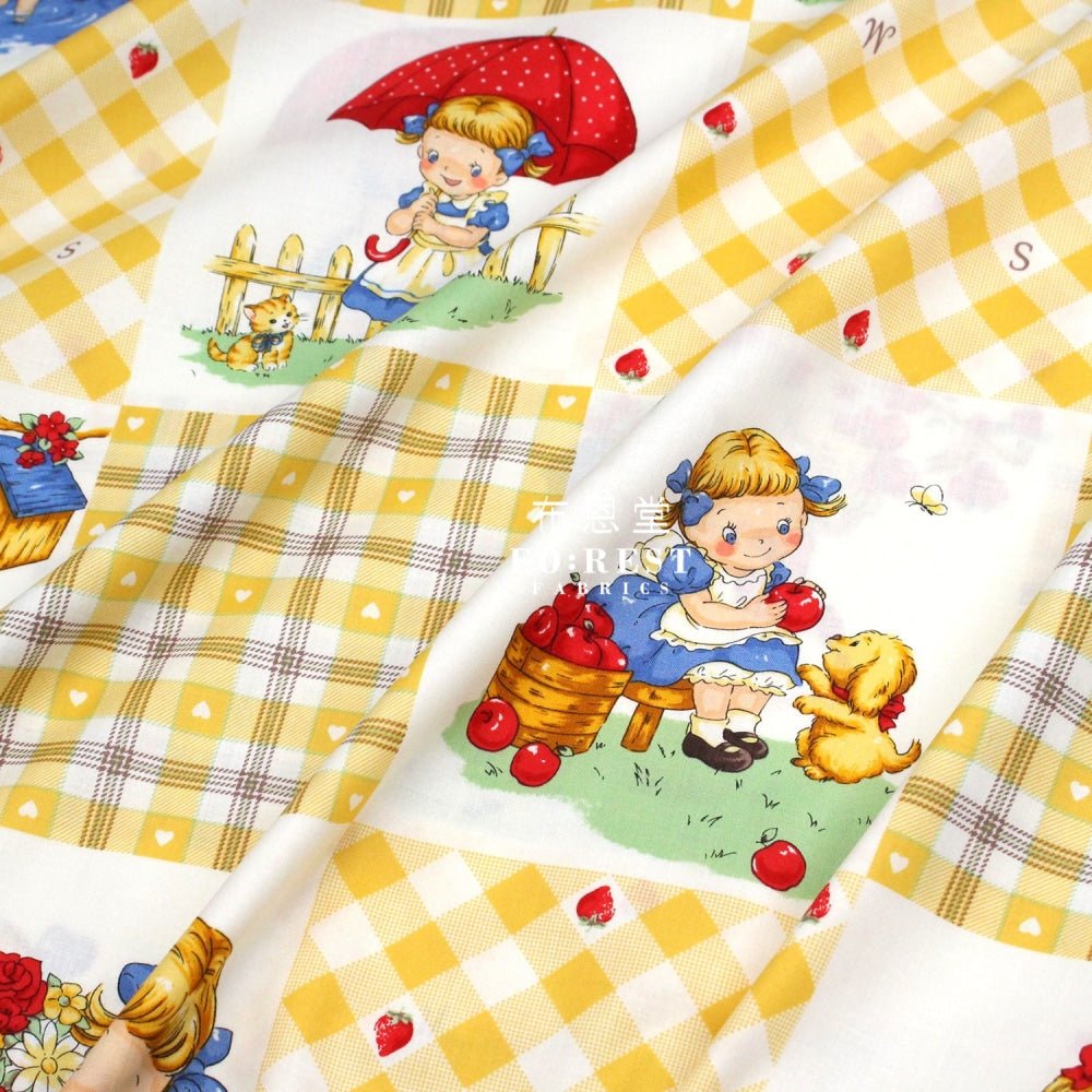 cotton - Picnic Strawberry fabric Yellow - FO:REST Fabric 布恩堂Liberty fabrictana lawnjapanese fabricykk zipper