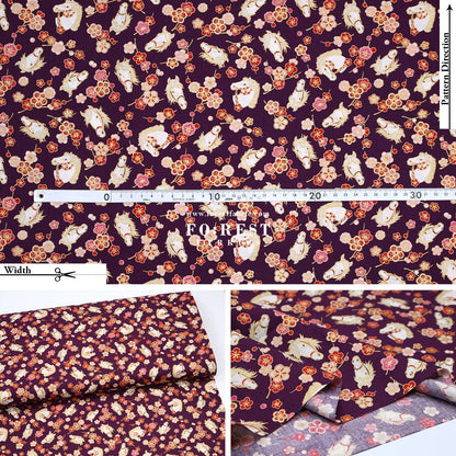 cotton - Plum Blossom Horse with metallic fabric - FO:REST Fabric 布恩堂Liberty fabrictana lawnjapanese fabricykk zipper