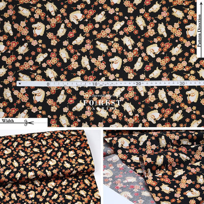 cotton - Plum Blossom Horse with metallic fabric - FO:REST Fabric 布恩堂Liberty fabrictana lawnjapanese fabricykk zipper