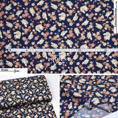 cotton - Plum Blossom Horse with metallic fabric - FO:REST Fabric 布恩堂Liberty fabrictana lawnjapanese fabricykk zipper