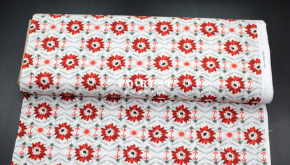 cotton - Poinsettia Crimson Metallic fabric - FO:REST Fabric 布恩堂Liberty fabrictana lawnjapanese fabricykk zipper