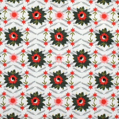 cotton - Poinsettia Mistletoe Metallic fabric - FO:REST Fabric 布恩堂Liberty fabrictana lawnjapanese fabricykk zipper