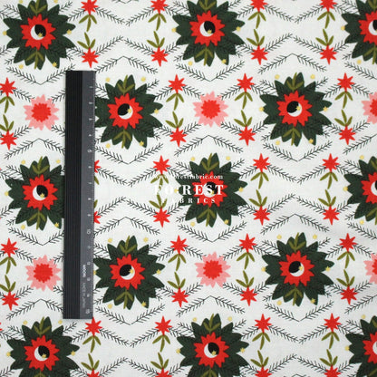 cotton - Poinsettia Mistletoe Metallic fabric - FO:REST Fabric 布恩堂Liberty fabrictana lawnjapanese fabricykk zipper