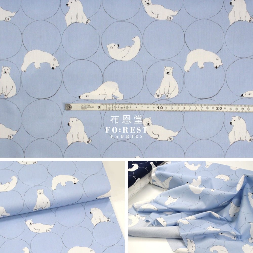 cotton - Polar bear Blue - FO:REST Fabric 布恩堂Liberty fabrictana lawnjapanese fabricykk zipper