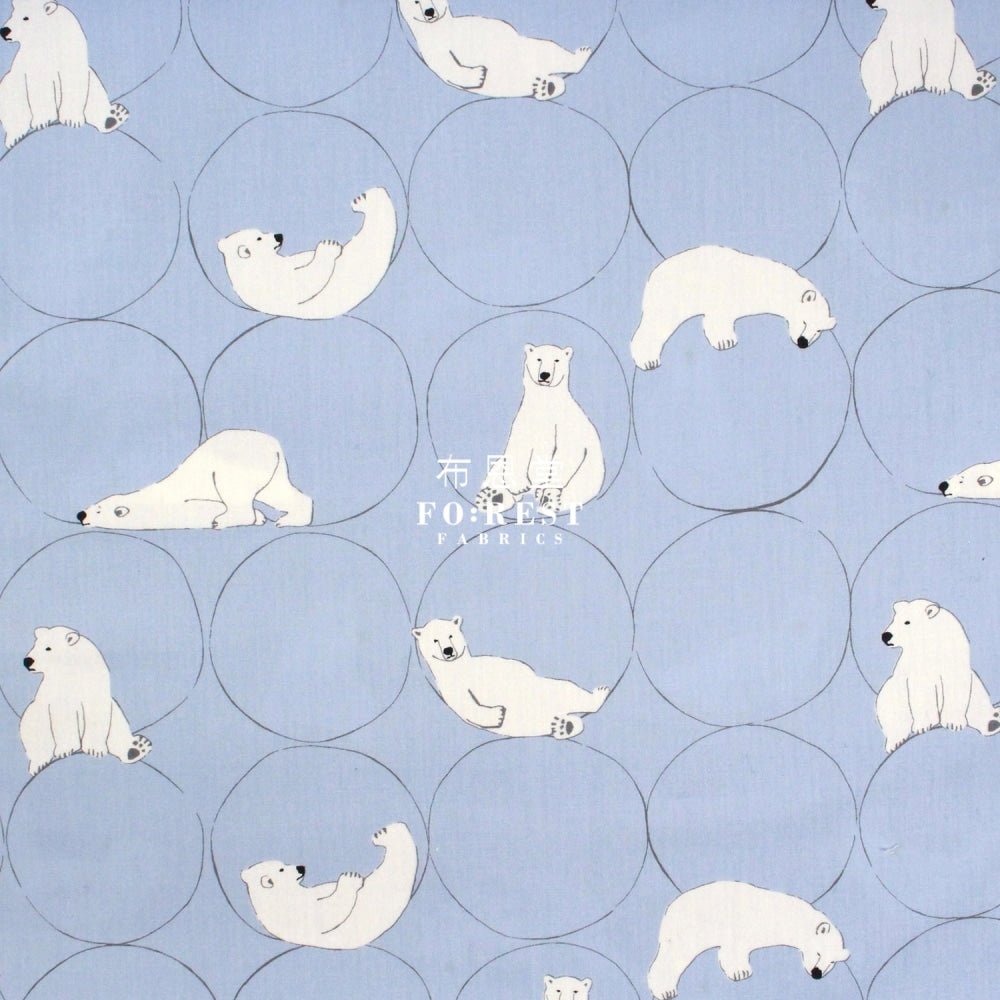 cotton - Polar bear Blue - FO:REST Fabric 布恩堂Liberty fabrictana lawnjapanese fabricykk zipper
