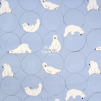 cotton - Polar bear Blue - FO:REST Fabric 布恩堂Liberty fabrictana lawnjapanese fabricykk zipper