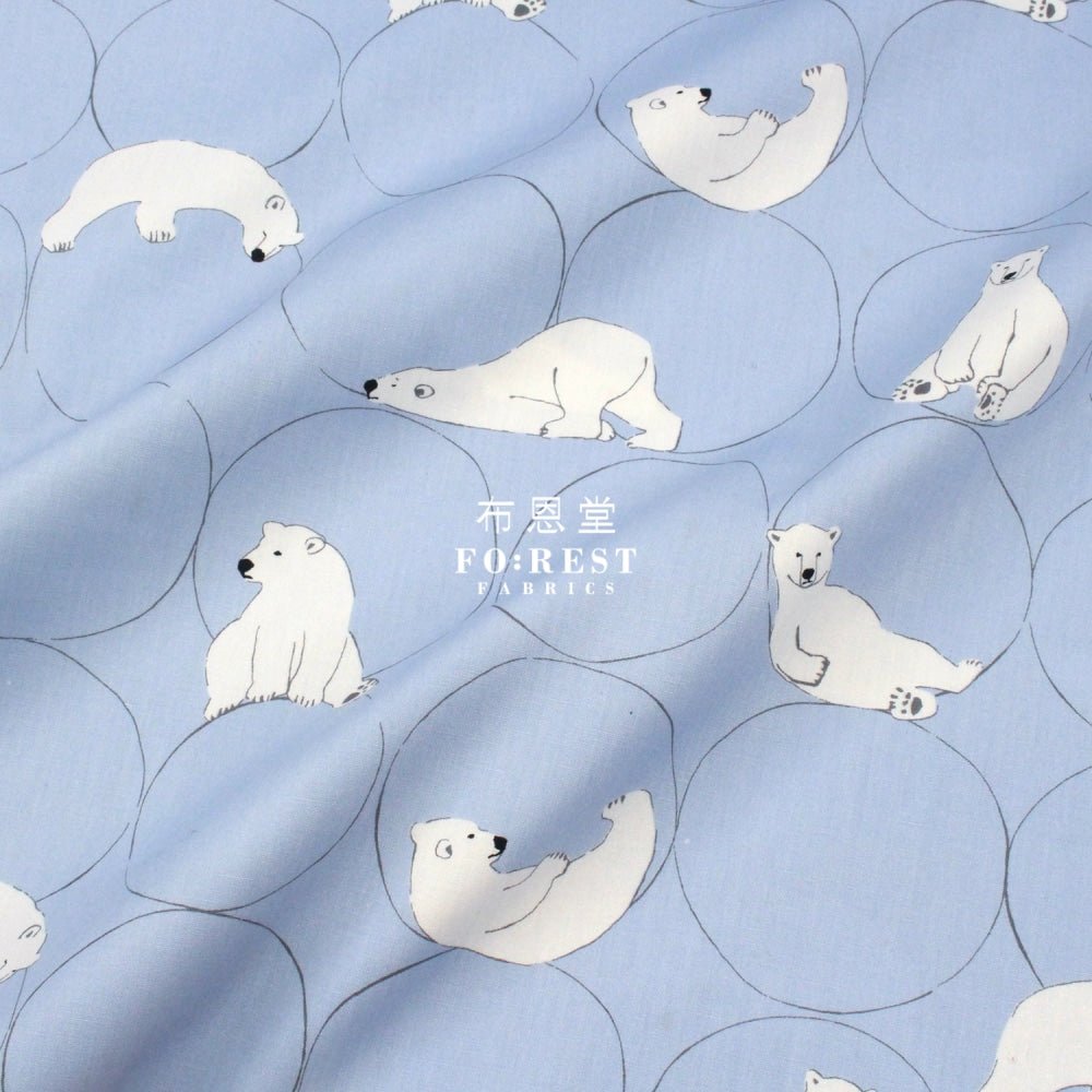 cotton - Polar bear Blue - FO:REST Fabric 布恩堂Liberty fabrictana lawnjapanese fabricykk zipper