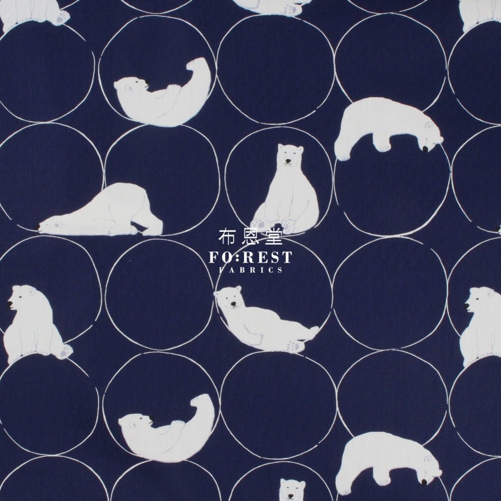 cotton - Polar bear Navy - FO:REST Fabric 布恩堂Liberty fabrictana lawnjapanese fabricykk zipper