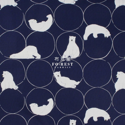 cotton - Polar bear Navy - FO:REST Fabric 布恩堂Liberty fabrictana lawnjapanese fabricykk zipper