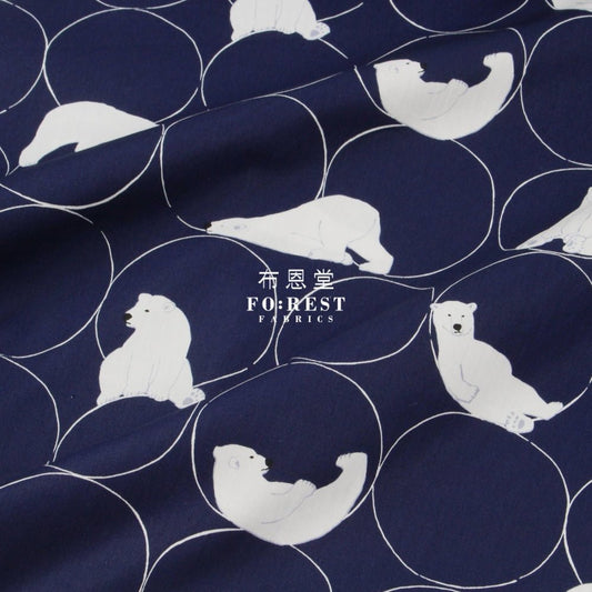 cotton - Polar bear Navy - FO:REST Fabric 布恩堂Liberty fabrictana lawnjapanese fabricykk zipper