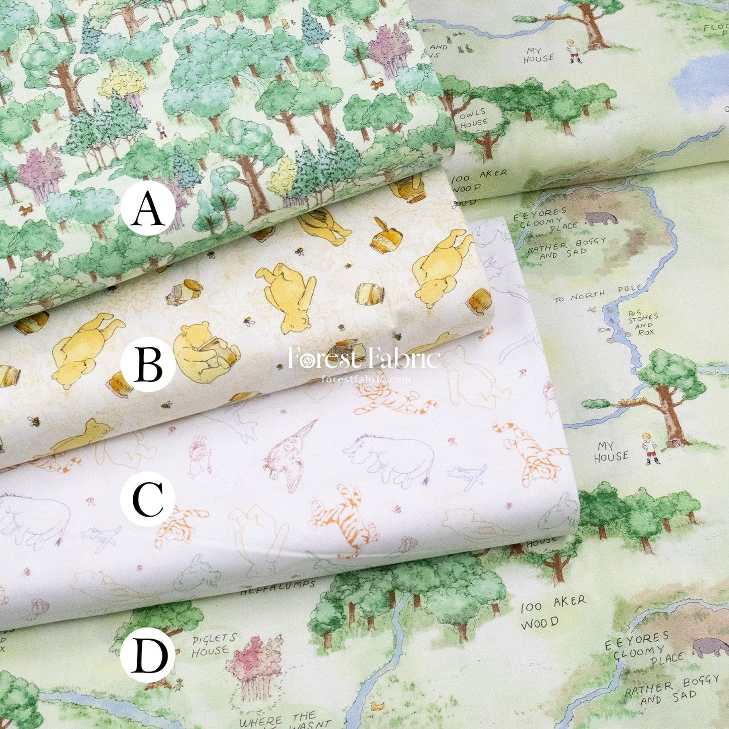 cotton - Pooh fabric - FO:REST Fabric 布恩堂Liberty fabrictana lawnjapanese fabricykk zipper