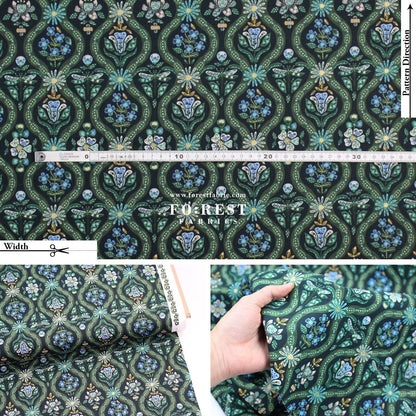 cotton - Posie Metallic fabric - FO:REST Fabric 布恩堂Liberty fabrictana lawnjapanese fabricykk zipper