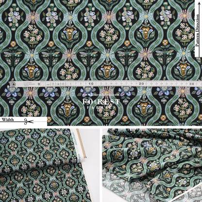 cotton - Posie Metallic fabric - FO:REST Fabric 布恩堂Liberty fabrictana lawnjapanese fabricykk zipper