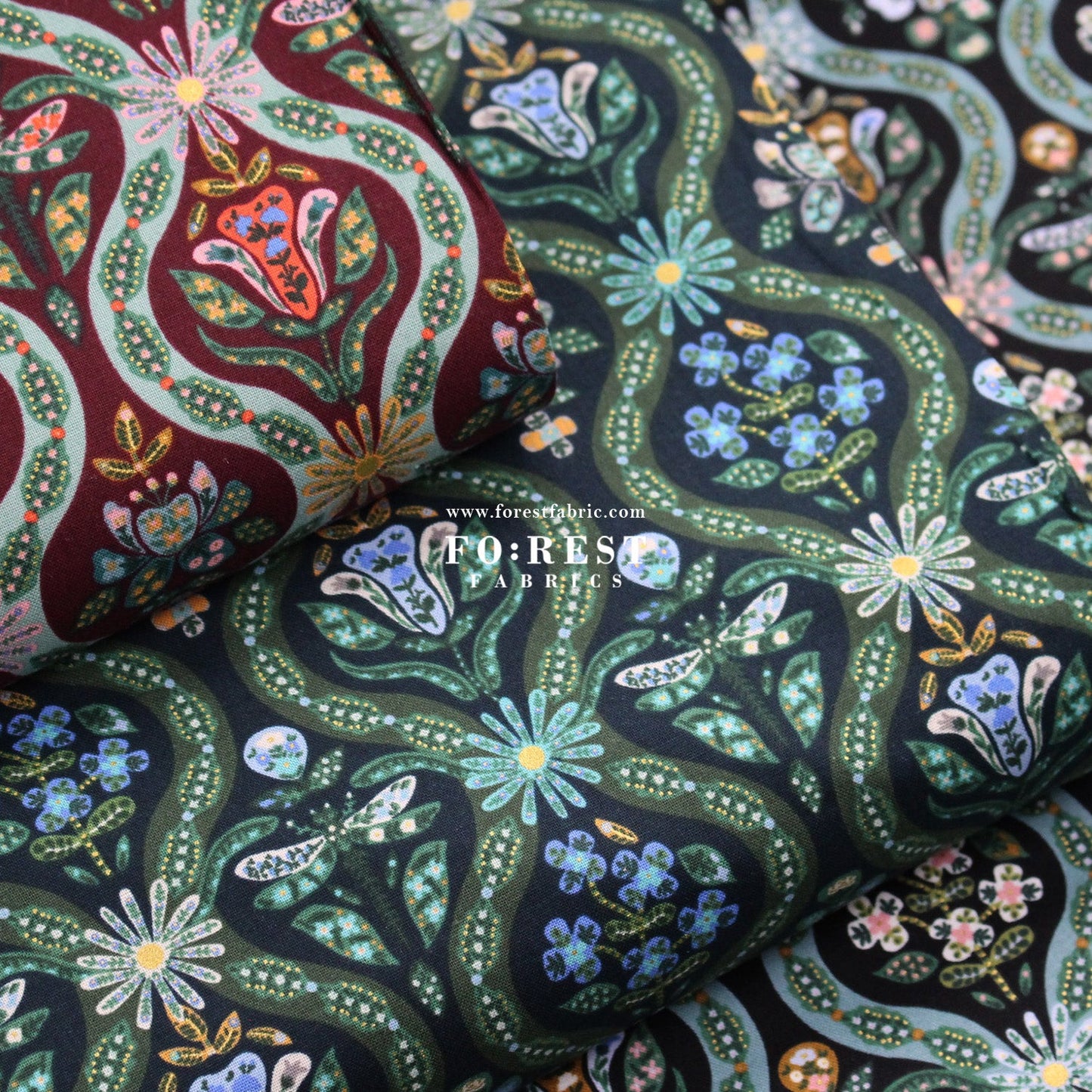 cotton - Posie Metallic fabric - FO:REST Fabric 布恩堂Liberty fabrictana lawnjapanese fabricykk zipper