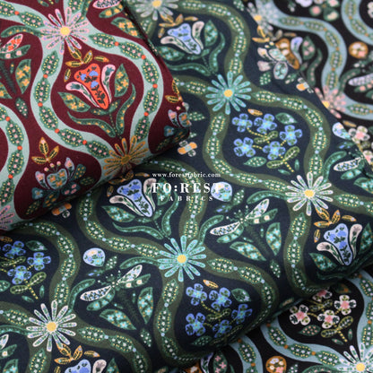cotton - Posie Metallic fabric - FO:REST Fabric 布恩堂Liberty fabrictana lawnjapanese fabricykk zipper
