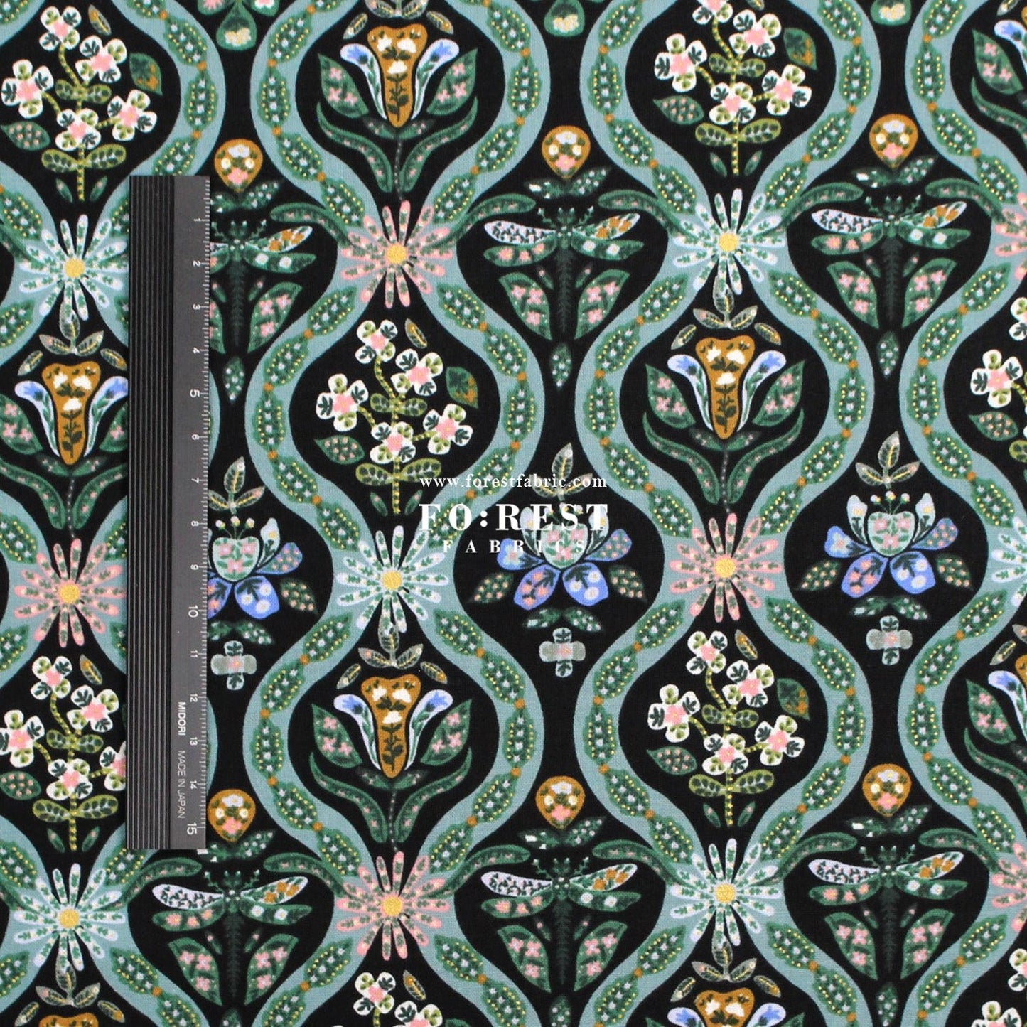 cotton - Posie Metallic fabric - FO:REST Fabric 布恩堂Liberty fabrictana lawnjapanese fabricykk zipper
