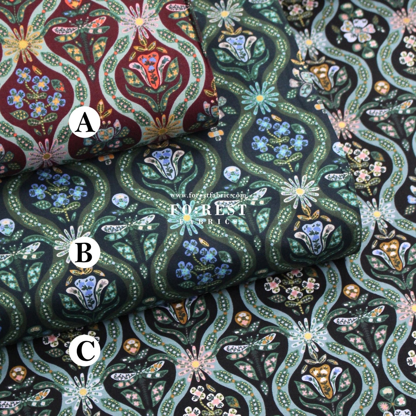 cotton - Posie Metallic fabric - FO:REST Fabric 布恩堂Liberty fabrictana lawnjapanese fabricykk zipper