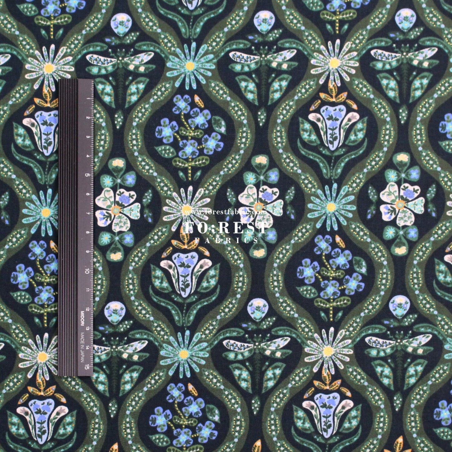 cotton - Posie Metallic fabric - FO:REST Fabric 布恩堂Liberty fabrictana lawnjapanese fabricykk zipper