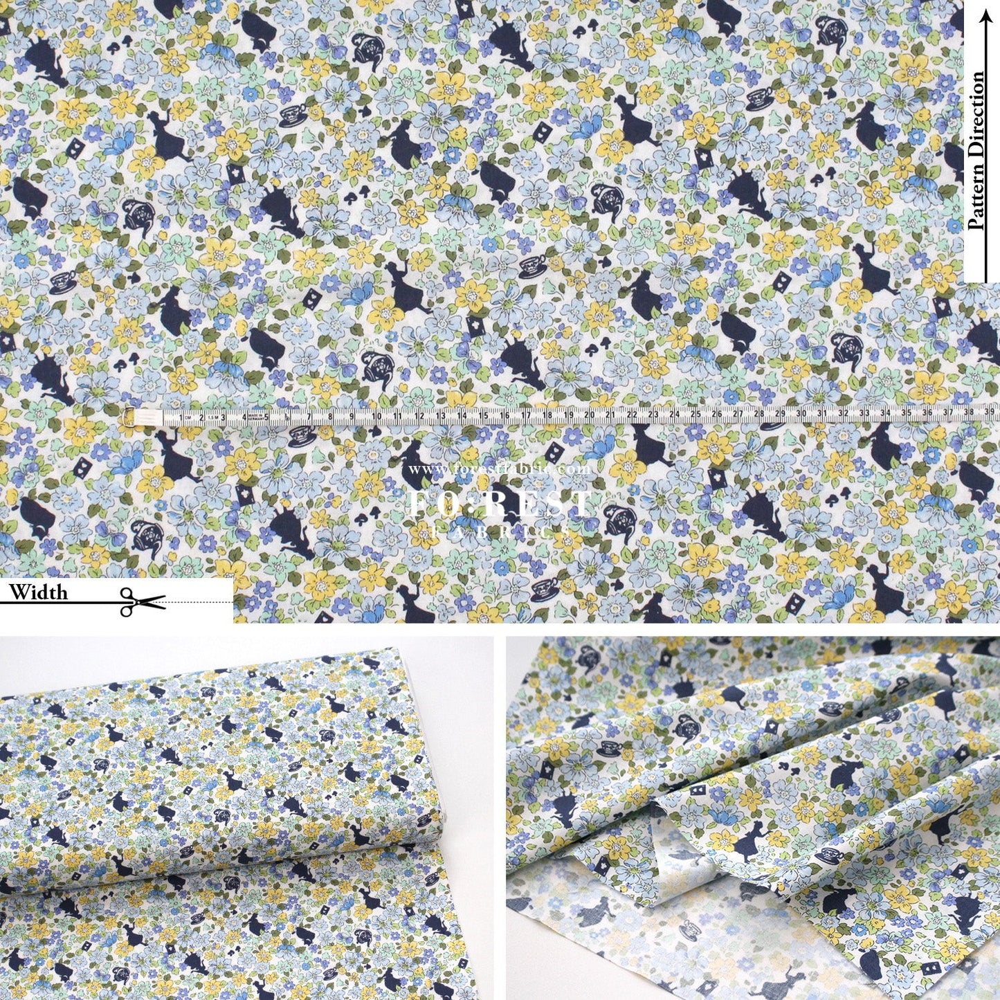 cotton - Princess Flower fabric - FO:REST Fabric 布恩堂Liberty fabrictana lawnjapanese fabricykk zipper