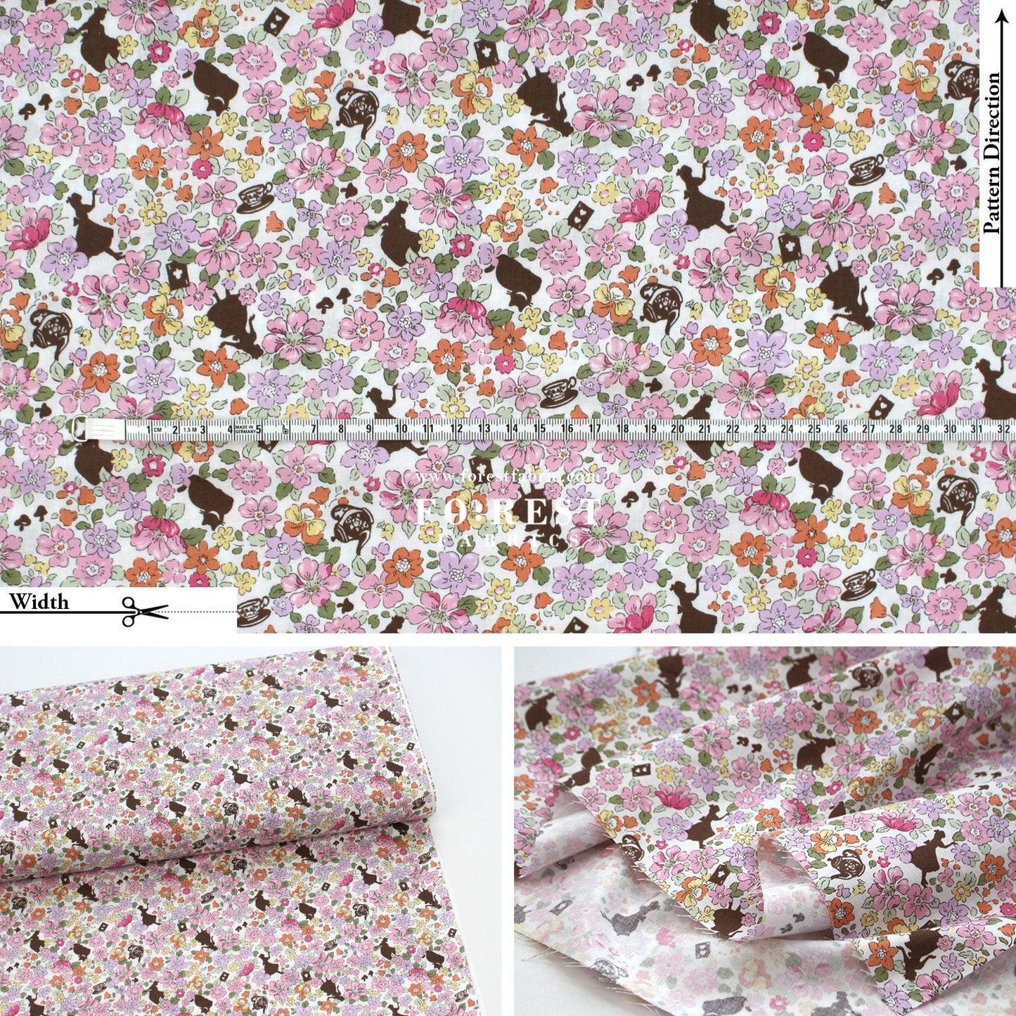 cotton - Princess Flower fabric - FO:REST Fabric 布恩堂Liberty fabrictana lawnjapanese fabricykk zipper