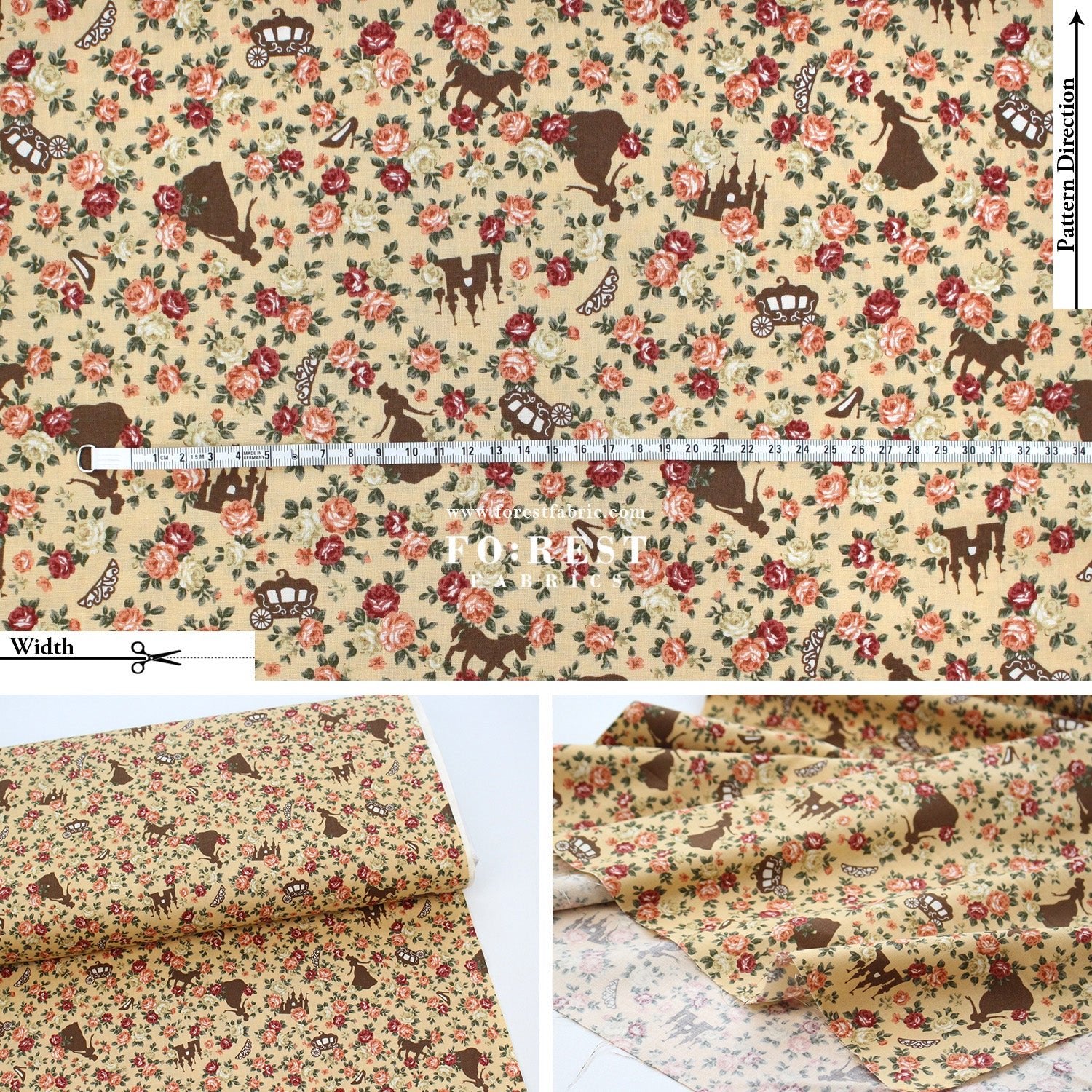cotton - Princess Rose fabric - FO:REST Fabric 布恩堂Liberty fabrictana lawnjapanese fabricykk zipper