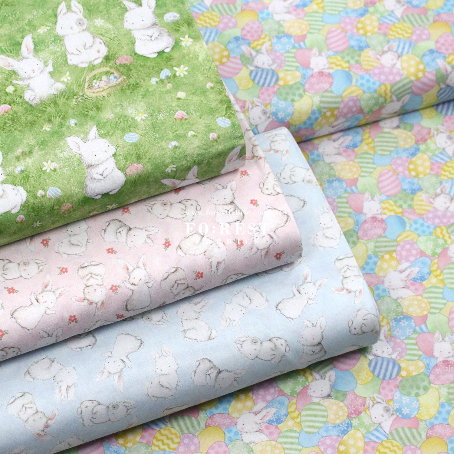 cotton - Rabbit Easter Egg fabric - FO:REST Fabric 布恩堂Liberty fabrictana lawnjapanese fabricykk zipper