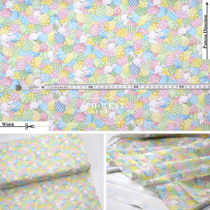 cotton - Rabbit Easter Egg fabric - FO:REST Fabric 布恩堂Liberty fabrictana lawnjapanese fabricykk zipper