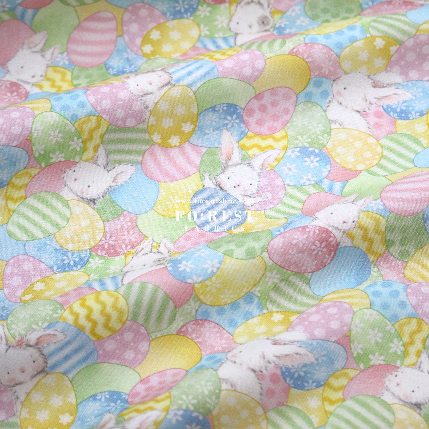 cotton - Rabbit Easter Egg fabric - FO:REST Fabric 布恩堂Liberty fabrictana lawnjapanese fabricykk zipper