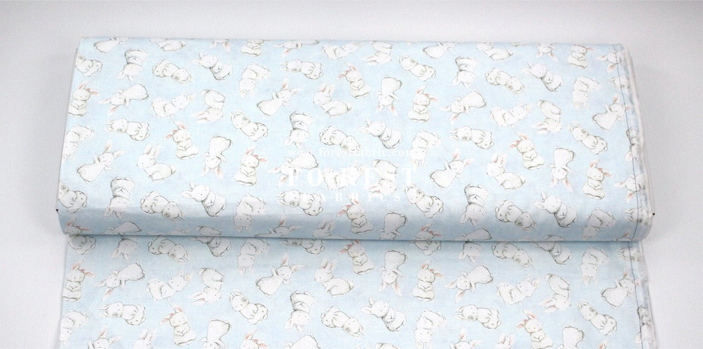 cotton - Rabbit fabric Light Blue - FO:REST Fabric 布恩堂Liberty fabrictana lawnjapanese fabricykk zipper