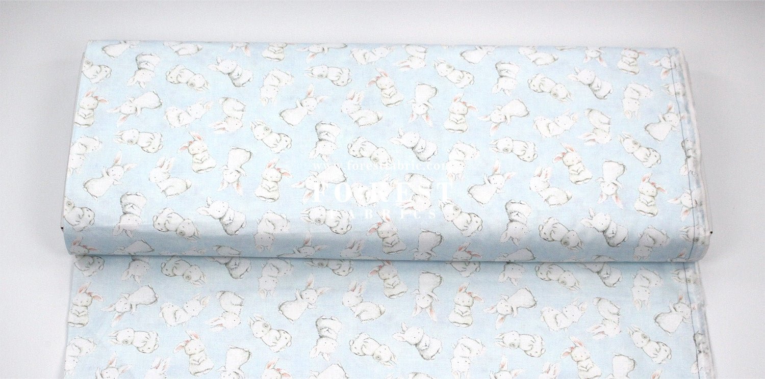 cotton - Rabbit fabric Light Blue - FO:REST Fabric 布恩堂Liberty fabrictana lawnjapanese fabricykk zipper