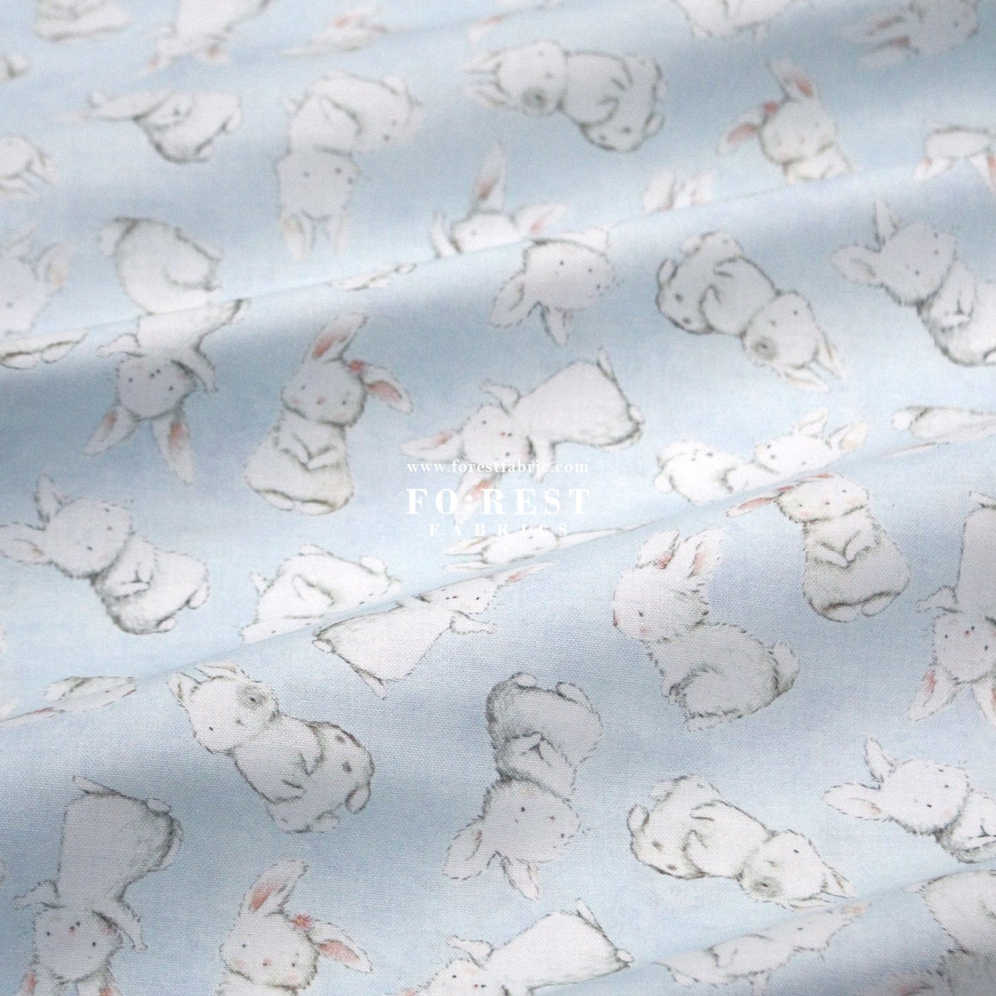 cotton - Rabbit fabric Light Blue - FO:REST Fabric 布恩堂Liberty fabrictana lawnjapanese fabricykk zipper