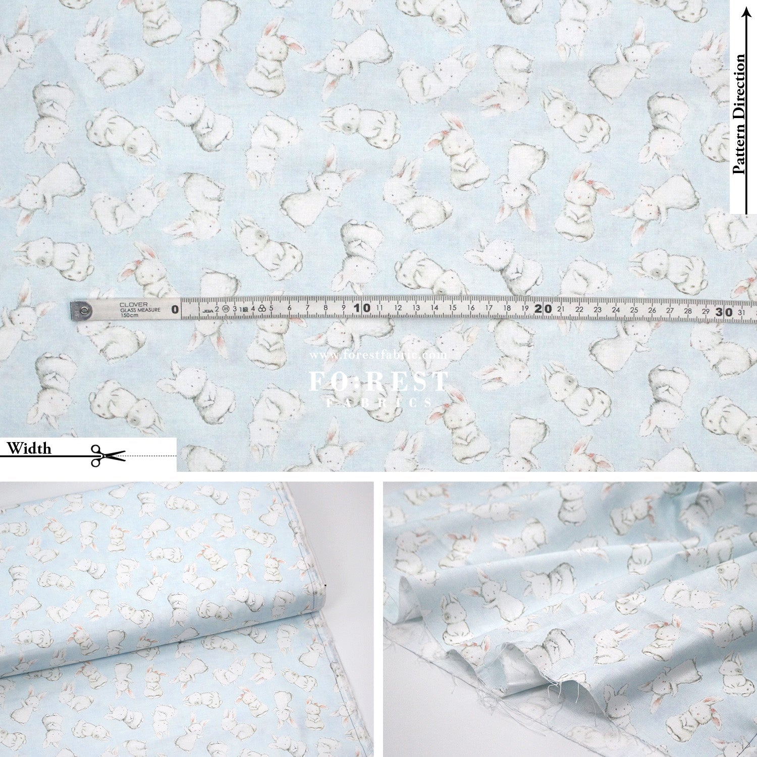 cotton - Rabbit fabric Light Blue - FO:REST Fabric 布恩堂Liberty fabrictana lawnjapanese fabricykk zipper