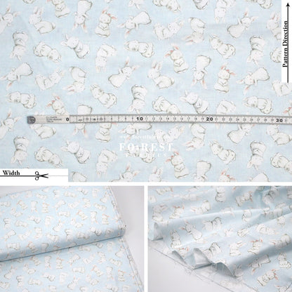 cotton - Rabbit fabric Light Blue - FO:REST Fabric 布恩堂Liberty fabrictana lawnjapanese fabricykk zipper