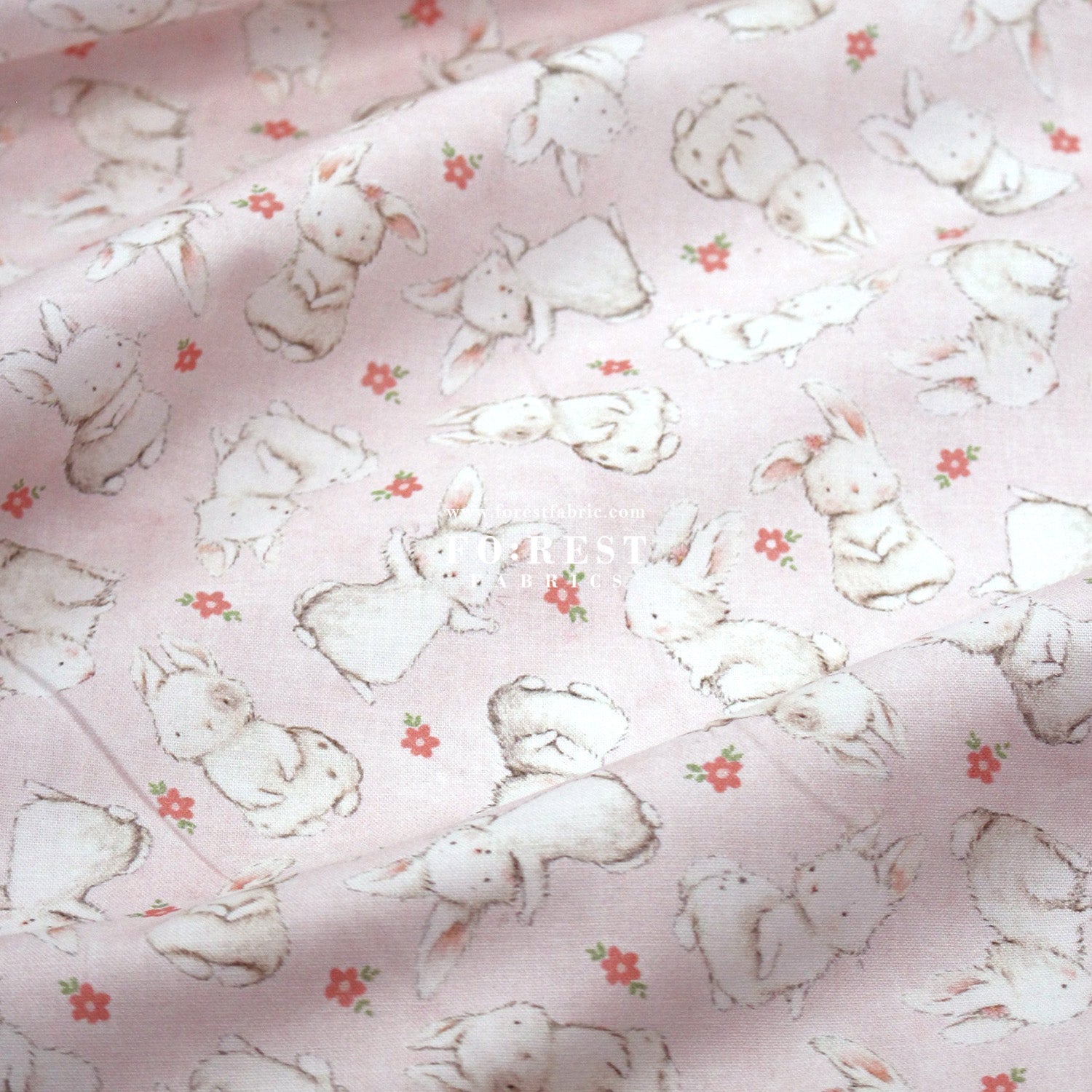 cotton - Rabbit fabric Pink - FO:REST Fabric 布恩堂Liberty fabrictana lawnjapanese fabricykk zipper