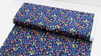 cotton - rabbit flower fabric Navy - FO:REST Fabric 布恩堂Liberty fabrictana lawnjapanese fabricykk zipper