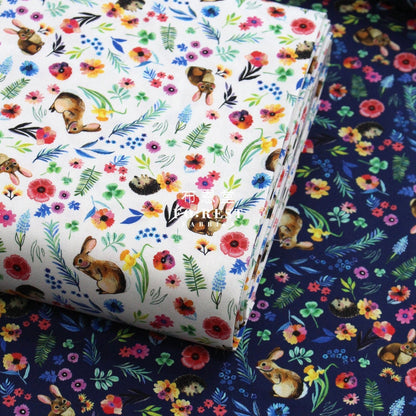 cotton - rabbit flower fabric White - FO:REST Fabric 布恩堂Liberty fabrictana lawnjapanese fabricykk zipper
