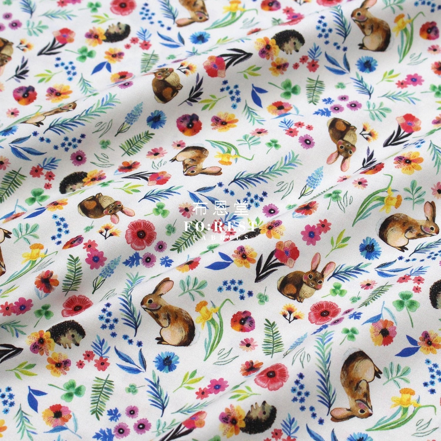 cotton - rabbit flower fabric White - FO:REST Fabric 布恩堂Liberty fabrictana lawnjapanese fabricykk zipper