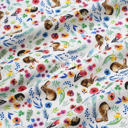 cotton - rabbit flower fabric White - FO:REST Fabric 布恩堂Liberty fabrictana lawnjapanese fabricykk zipper