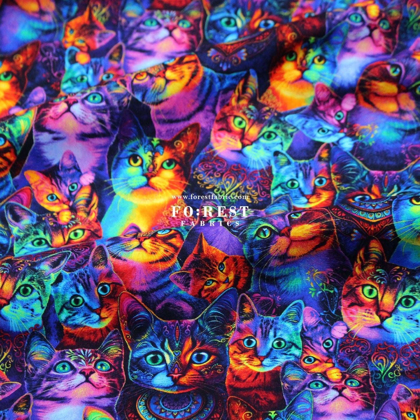 cotton - Rainbow Cats fabric - FO:REST Fabric 布恩堂Liberty fabrictana lawnjapanese fabricykk zipper
